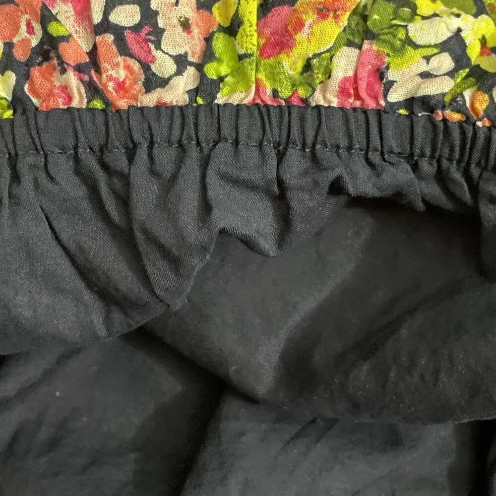 Crown & Ivy Women’s Floral Cotton Blouse XL Balloon Sleeve Multicolor Cropped